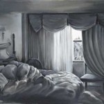 Unmade Bed Orlando 16 x 20 oil on panel by Patricia Larkin Green