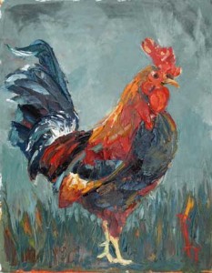 Bantam Rooster 20 x 16 by Patricia Larking Green