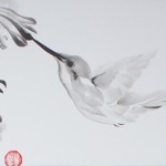 Hummingbird sumi-e painting by Patricia Larkin Green