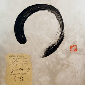Painting for Auction: Golden Dream Enso 20 x 16 Oil Painting on Board By Patricia Larkin Green